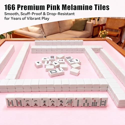 American Mahjong Tile Set, 166 Tiles & Carrying Bag & 3 Dices, White | 1.2-Inch Engraved Tiles, Melamine, Durable, Portable Mah jongg Set for Travel, Family Game Nights, and Gifting - color: White