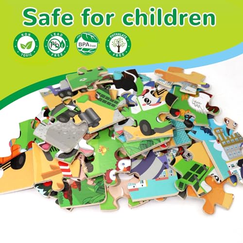 Wooden Puzzles for Kids Ages 3-5, 6 Packs 24 PCs Jigsaw Puzzles Preschool Educational Brain Teaser Boards Toys Gifts for Children, Wood Puzzles for 3 4 5 6 Year Old Boys Girls - color: 6 Packs Wooden - 24 Pieces Each - Various Themes