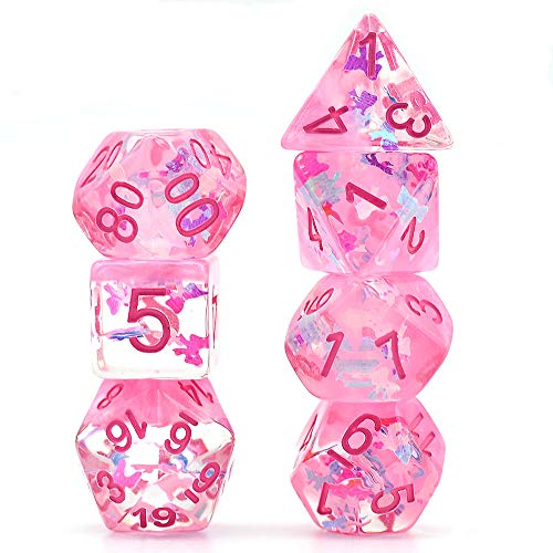 UDIXI Pink DND Dice Set, RPG D&D Polyhedral Dice Set for Role Playing Games | Velvet Storage Bag, DM Gift, for Dungeons and Dragons Tabletop Games Board Games - color: Dream Pink