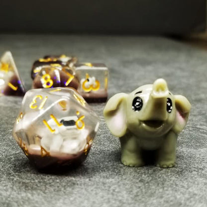 Sage's Portal Animal Familiars Resin DND Dice Set Polyhedral Dice Set for Dungeons and Dragons RPG Pathfinder Tabletop TTRPG (Elephant) - color: Baby Elephant, style: Dice Set Only
