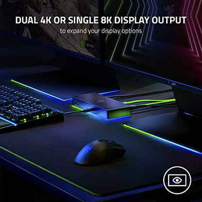 Razer Thunderbolt 4 Dock, 10 Ports, USB-A, USB-C, 2.5 GbE, Black | Dual 4K or Single 8K Video Output, Mac, and PC Compatible, Thunderbolt 3 & 4 Certified, Chroma - size: (Pack of 1)