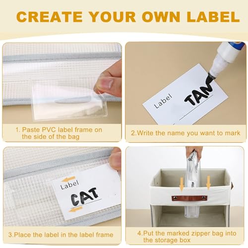 Large Board Game Storage Box with 6pcs Double-Layer B4 Zipper Bags, Board Game Organizer with Clear Window and DIY Label,Game Storage Containers for Office Supplies,Puzzles,Building Blocks,Craft