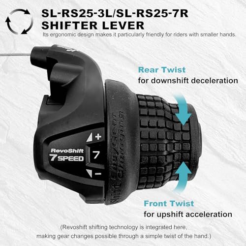 Bike Gear Shifters 3×7 Speed Left SL-RS25 21S Shift Lever Bicycle Twist Grip Thumb Gear Shifter for MTB Folding Mountain Bike - size: RS25-3x7