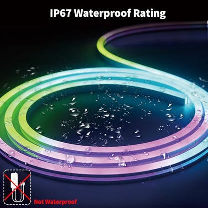 26FT LED Neon RGBIC Lights, Flexible IP65 Waterproof Outdoor LED Lights | with RF Remote & APP Control, Music Sync,DIY Design, 24V LED Strip Lights for Gaming Livingroom Wall Christmas Decor - size: Neon-RGB+IC-26ft