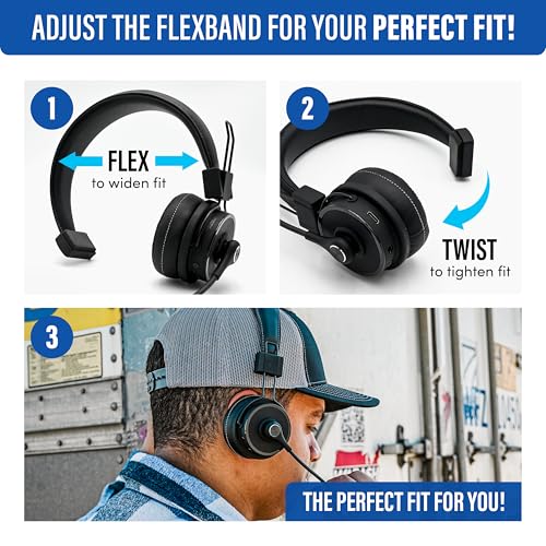 Blue Tiger Elite Ultra 2.0 Wireless Bluetooth Headset - One-Ear Trucker | Professional Mono headset with mic, wireless noise cancelling, high-fidelity sound, 60-hour talk time, USB-C, Bluetooth 5.2