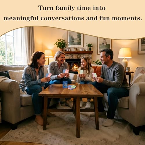 Family Conversation Cards - 55 Questions for Family Bonding, Kids & Adults | Fun Conversation Starters, Meaningful Family Game for Dinner Table, Road Trips & Quality Time - color: Family Edition