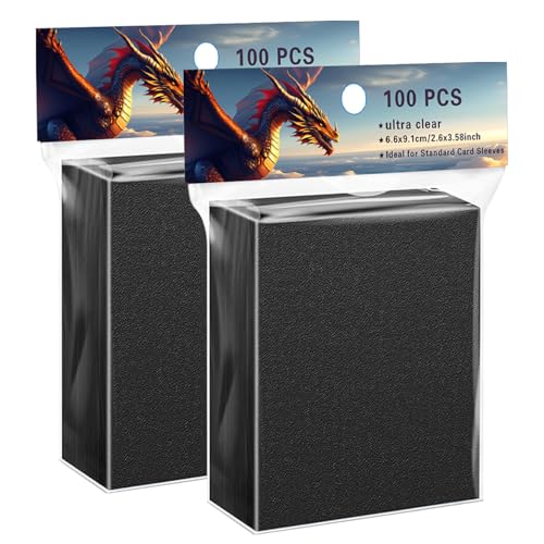 200 Matte Trading Card Sleeves,35pt Black Standard Size Perfect Fit for MTG, ETB, Yu-Gi-Oh!, Two Piece TCG - Clear Soft Deck Protectors for Gaming & Collectibles Sports Cards ((Black 200) - color: Black 200