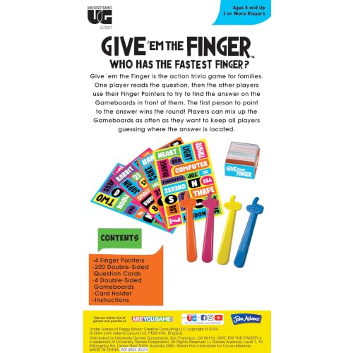 Give 'em the Finger Action Trivia Game, Fast Family Party Game, Ages 8+