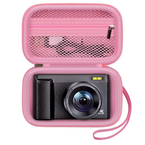 Digital Camera Case for Travel & Cruises, Case Only, Pink | Fits Cameras up to 5.1 x 2.9 x 1.8", Mesh Pocket for SD Cards, Battery and Cable, Compact Size for Backpack and Daily Carry - color: Pink