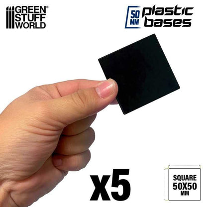 Green Stuff World 50mm Square Plastic Bases - Black, Small
