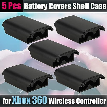 5 Pack Battery Pack Cover for Xbox 360 Wireless Controller, Replacement Battery Pack Cover Shell Case for Xbox360 (Black)