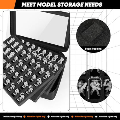 Miniature Storage Case Compatible with D&D and 40K Minature.Toys Display Bag with 3 Layers of Foam with Pre-Cut Grooves.Holds 108 Mini Figures(Case Only) (Black, 108 Slot)