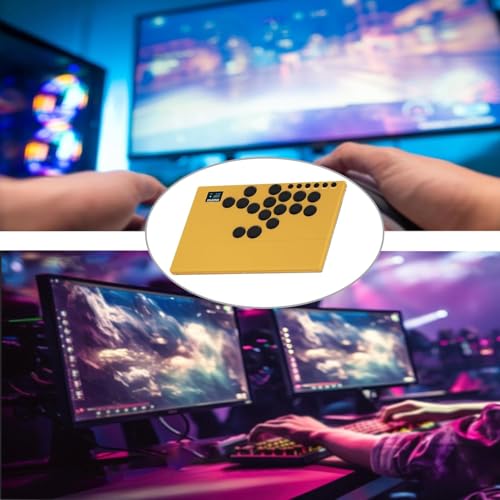 NLOFIN Leverless Arcade Stick 16Key All-Button Leverless Controller(Yellow) | Custom RGB Arcade Fighting Stick,for PS4/PS5/PC/Switch/Steam, Aluminum Controller,Supports Hot-Swap&SOCD - color: Yellow