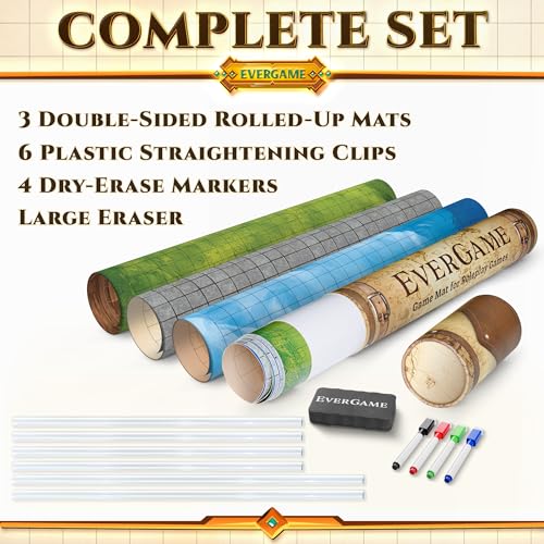 Dungeons and Dragons, 3 Game Mats, 24x36, 6 Unique Terrains, Square Grid