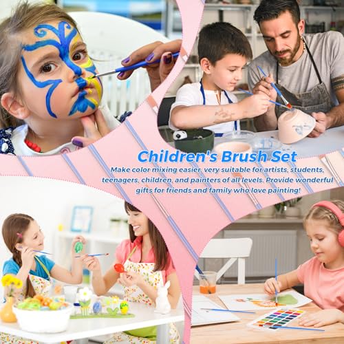 162 Pcs Paint Brushes Bulk, Round Flat Tip Acrylic Paint Brushes Set for Kids Classroom Crafts Oil Watercolor Canvases Face Painting Touch Up