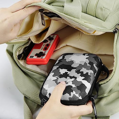 GEEKRIA Handheld Game Console Carrying Case, Protective Travel Retro Mini Game Player Box for Charging Cable, Batteries, Earpods, and Gaming Accessories - color: Camouflage