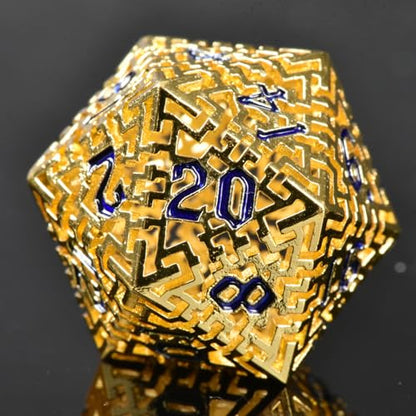 Hollow Metal The Lost Maze DND Dice Set with an Iron Box for DND COC Role Playing dice Games and Board Games Gift (Glod) - color: Metal Maze Gold