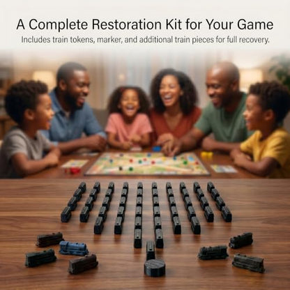Replacement Train Pieces Compatible with Ticket to Ride (Black) | Includes 45 standard train tokens, one marker and additional spare trains. - color: Black