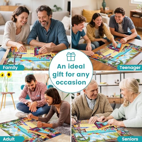 500 Piece Puzzle for Adults, Vacation Jigsaw Puzzle, Seaside Bar Puzzles 500 Pieces Birthday Party for Family Adults Funny Puzzle, Fun and Challenging Family Games 20.5×15 in | Vacation Jigsaw Puzzle Birthday Party Funny Puzzle Fun and Challenging Family