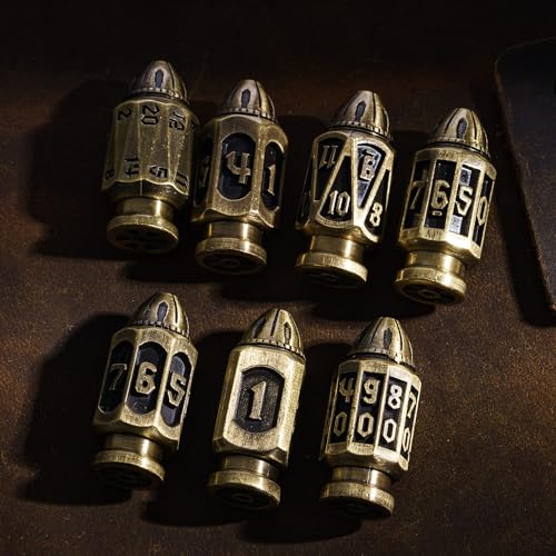 UDIXI Metal DND Bullet Dice Set, Polyhedral Metal Dice Set for D&D RPG | Ancient Bronze Color, Magazines Container and PU Leather Bag, for Dungeons and Dragons Role Playing Games and Tabletop Games - color: Ancient Bronze