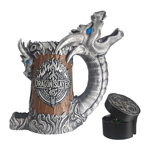 DND Mug Dice Tower Set,DnD Dice Cup with Storage,12/16 Oz Beverage Holder. | DND Accessories for Players, Best Gift for RPG Game lover (Dragon Slayer) - color: Dragon Slayer-12oz
