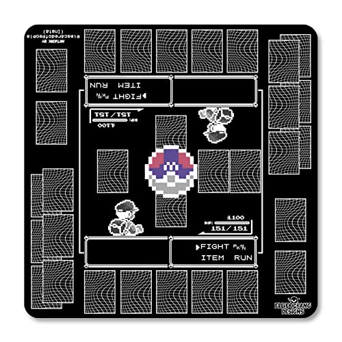 Playmat Designed for The Pokemon Trading Card Game (TCG) - Large 24 inch x 24 inch Playing Field - Stitched Edges - Rubber Anti-Slip Base (Retro Inspired Design)