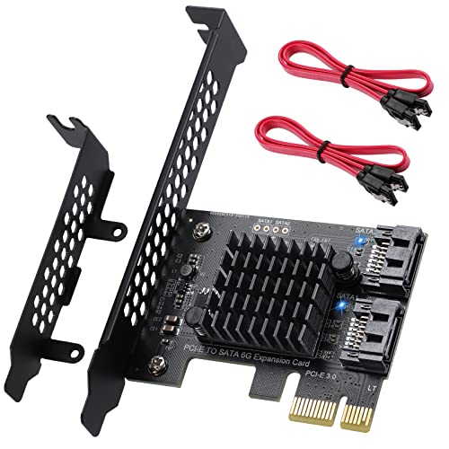 PCI-E X1 to SATA 3.0 Controller Card, 2-Port SATA III 6Gbps Expansion Cards, Supports PCI-Express (1X 4X 8X 16X) Slot, Support SSD and HDD, for Windows10/7/8/XP/Vista/linux - color: PCIE SATA 2 port