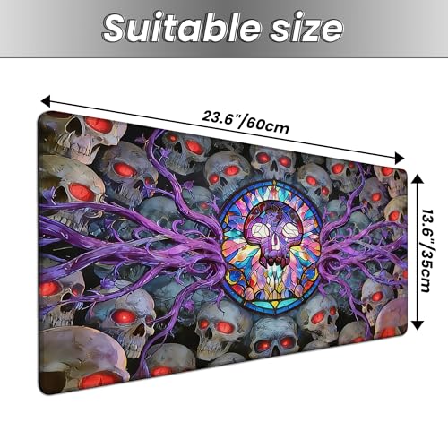 MTG Playmat TCG Card Game Mat Magic The Gathering Play Mat 24x14 Inch - color: Stained Glass Skull