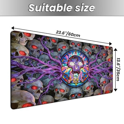 MTG Playmat TCG Card Game Mat Magic The Gathering Play Mat 24x14 Inch - color: Stained Glass Skull