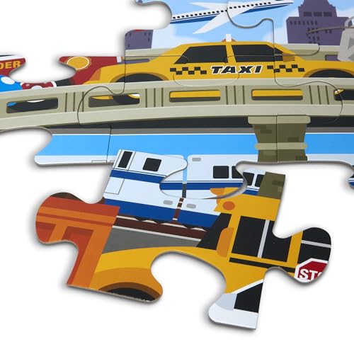 Melissa & Doug Traffic Jam Jumbo Floor Puzzle (24 Pieces, 2 x 3 Feet), Vehicle-Themed Jigsaw Puzzle for Preschoolers and Kids Ages 3+ - FSC Certified - size: 11.65 x 9.25 x 3.05, style: Traffic Jam Floor Puzzle - 24 Pieces