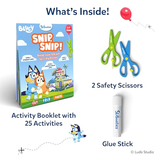 Skillmatics Bluey Scissor Skills Preschool Activity Book – Snip Snip | Preschool Cutting & Creative Activities, Felt Craft Kit, Fine Motor Skills Toys, Gifts for Boys & Girls Ages 3, 4, 5, 6, 7 - style: 3. Bluey