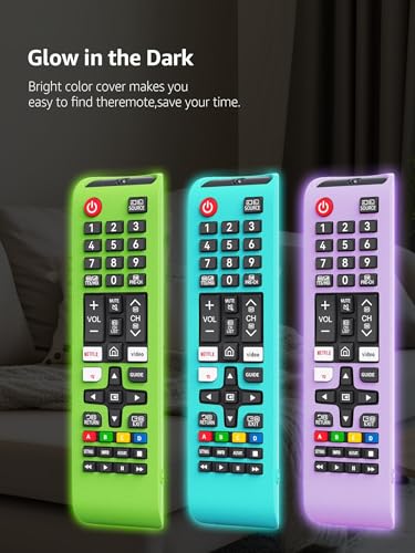 [Pack of 3] Protective Cover for Samsung TV Remote, Silicone Protective Case Compatible with Samsung Smart TV Remote BN59-01301A Bn59-01315A Bn59-01199F [Light Weight/Anti Slip/Shock Proof/Glowing]