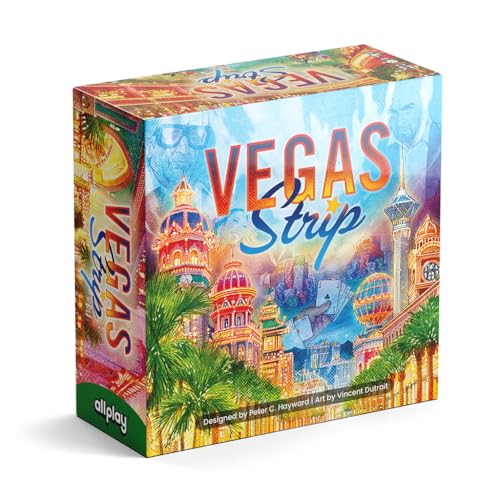 Allplay Vegas Strip Board Game for Adults and Families - Take Big Gambles, Bluff with Your Friends - Know Secrets About Corrupt Casinos - Team Mode Available - 2-6 Players 40 Min Ages 11+