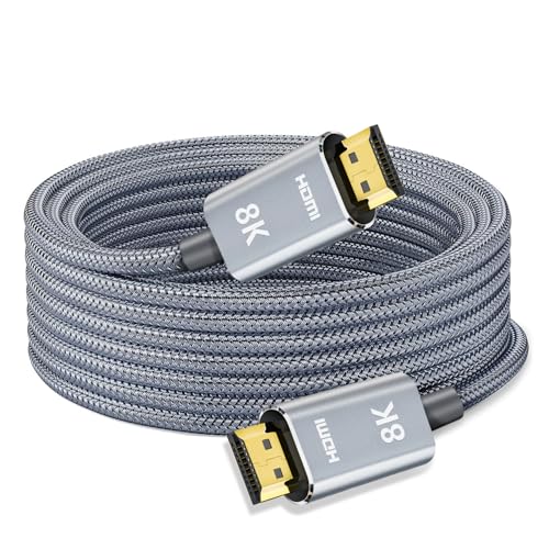 LEADSTAR HDMI Cable Fiber Optic 8K 4K 75 ft, 8K 60Hz / 4K 120Hz, 48Gbps High Speed Long HDMI 2.1 Cord Braided | Ultra HD, HDR10, 2160p, eARC, 3D, HDCP 2.2 | for Xbox, PS5, TV, Laptop, Monitor - size: 75 ft
