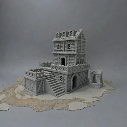 Middle Ages Medieval Architectural Terrain Set for 18mm/28mm Miniatures Wargame, 3D Printed and Paintable, Gift for Tabletop Hobby Enthusiasts (18mm Scale) - size: 18mm Scale
