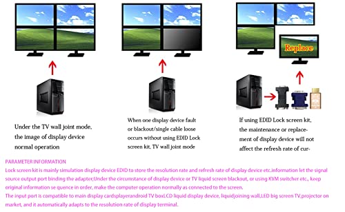 Pass-Through EDID Emulator for use with Video splitters, Switches and Extenders (fit-Headless) HDMI compatible-1280X720@59Hz