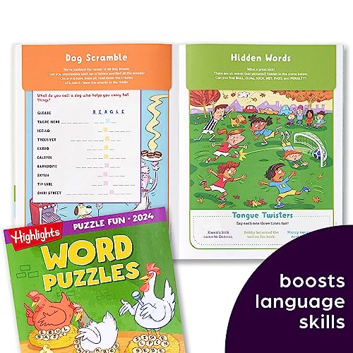 Highlights for Children Fun 2024 Puzzle Books for Kids Ages 6 and Up, 4-Book Set of Brain Teasers, Mazes, Word Puzzles and More Travel-Friendly Screen Free Brain-Boosting Activities