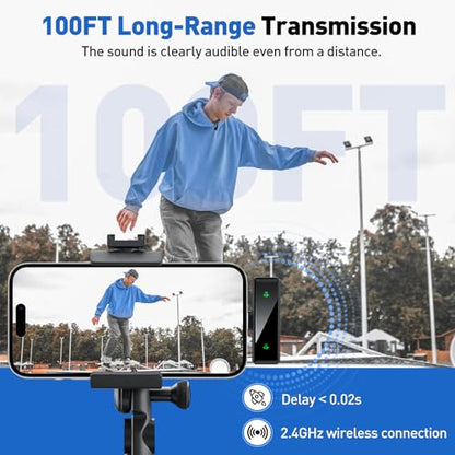 USB-C Wireless Lavalier Microphone for iPhone 15/16/17, Android & PC