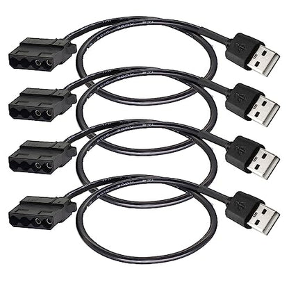 Gebildet USB to 4-Pin Molex Case Fan Adapter Connector Cable,4pcs USB to 4-Pin Molex PWM 5V USB Sleeve Fan Power Adapter Cable(USB 4-Pin Molex Cable) - style: USB to 4Pin Molex