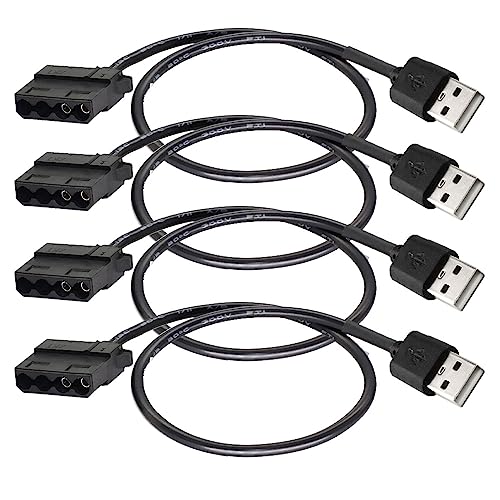Gebildet USB to 4-Pin Molex Case Fan Adapter Connector Cable,4pcs USB to 4-Pin Molex PWM 5V USB Sleeve Fan Power Adapter Cable(USB 4-Pin Molex Cable) - style: USB to 4Pin Molex