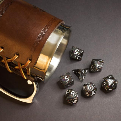 Sage’s Portal Cantrips DND Dice Set - Round Edge Resin 7-PC Polyhedral DND Dice Set for Dungeons and Dragons D&D RPG Tabletop TTRPG (Mica Glitter) - color: Mica Glitter