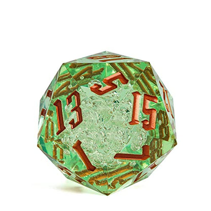55mm 20 Sided DND Dice, Giant D20 D&D Polyhedral Dice Large D20 with Die Gift Box for Dungeons and Dragons, RPG Table Games (Transparent Green Bubbles) - color: Transparent Green Bubbles