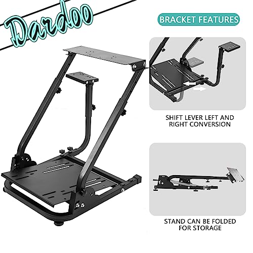 Dardoo Racing Wheel Stand Foldable Fit for Logitech G29 G25 G923, for Thrustmaster T80 T150 TX F430, for Fanatec Adjustable Steering Frame Stand, Wheel and Pedals Not Included