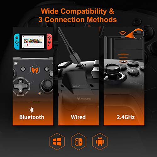 Wireless Gaming Controllers, BIGBIG WON PC Gaming Controller Custom Button, 6-Axis Gyro, Dual Shock, Macro, Turbo, 2.4GHz Dongle Gamepad for Windows 10/Android/iOS/Switch Bluetooth Controller Black - color: Z-C2