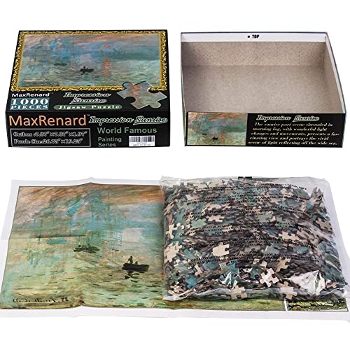 MaxRenard Game 1000 Pieces Jigsaw Puzzle Fine Art Collection Toy Monet Sunrise Impression - color: A004