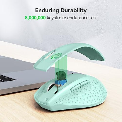 TECKNET 2.4G Wireless Mouse, 4800 DPI Ergonomic Computer Mouse, USB, Green | Mouse for Laptop with USB Receiver, 6 Adjustable DPI, Quiet Click, 30-Month Battery, 6 Button, Portable for PC Chromebook Mac - color: Green