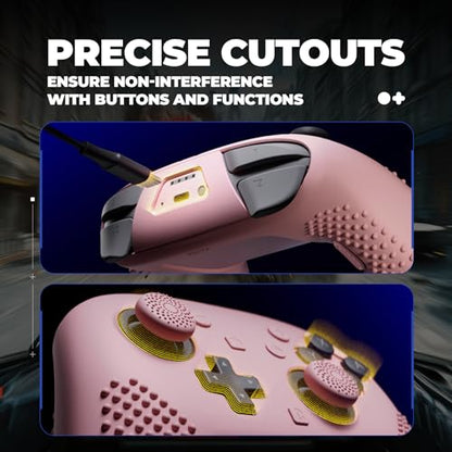 PlayVital Silicone Cover Skin for Nintendo Switch 2 Pro Controller – 3D Studded Edition Anti-Slip Grip Protector Case for Switch 2 Pro with Button Cap, Thumb Grips & Sticker - Cherry Blossoms Pink - color: Cherry Blossoms Pink