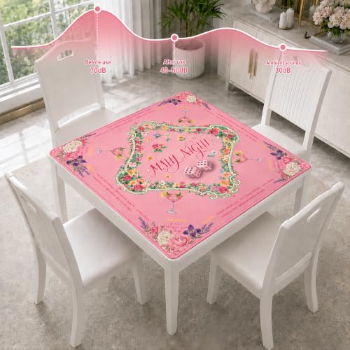 Mahjong Mat 31.5x31.5 Inch, Non-Slip Rubber 3mm American Mahjong Mat with Rules, Hand-Painted Look Noise Reducing Game Mat for Table (M Night) - color: M Night