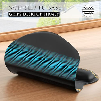 MROCO Ergonomic Mouse Pad with Gel Wrist Rest, 9.4 x 8.1 in, Black Gold | Ergonomic Shape Design, Multiple Pattern Options, Gel Wrist Comfort, Smooth Lycra Surface, Non-Slip PU Base - color: Black Gold