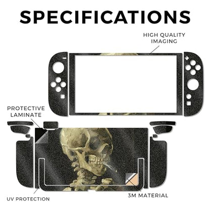 Glossy Glitter Gaming Skin Compatible with Nintendo Switch 2 Console Only - Skull with Cigarette - Premium 3M Vinyl Protective Wrap Decal Cover - Easy to Apply | Crafted in The USA by MightySkins - color: Skull With Cigarette, size: Switch 2 Console Skin